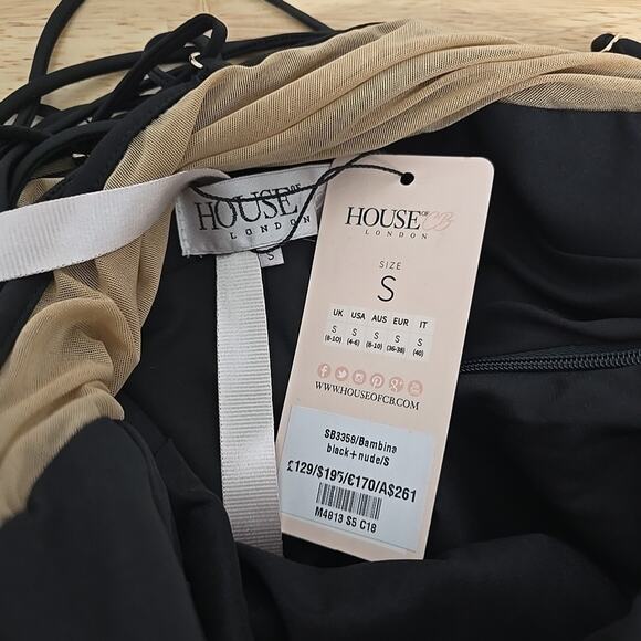 NWT HOUSE of CB Lace-Up Side Tie Bodycon Mini Dress Womens Size Small Sexy Club - Picture 3 of 9